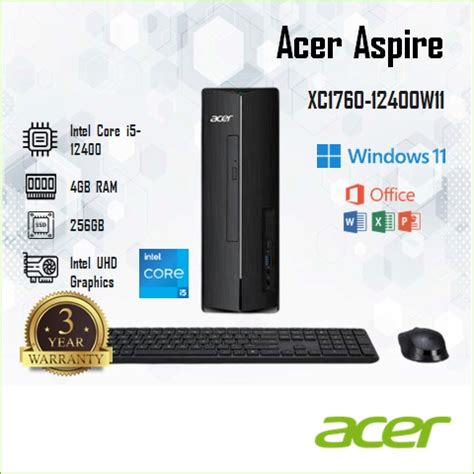 ACER ASPIRE XC1760 12400W11 Desktop PC Intel I5 12400 4GB 256GB SSD