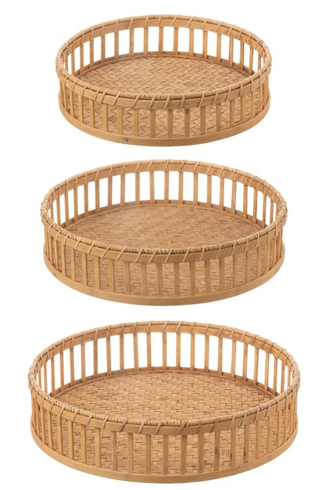 Set De Plateaux Rond Bambou Naturel