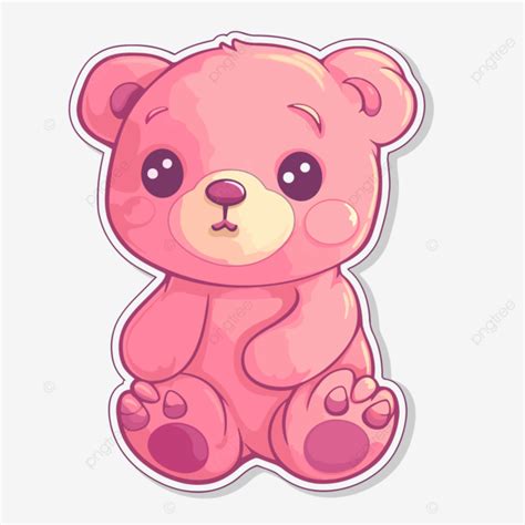 Pink Teddy Bear Sticker Is Shown Sitting On A White Background Clipart