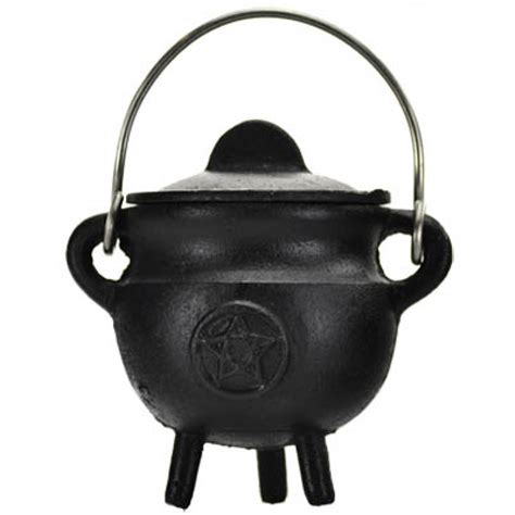 Pentacle Cast Iron Mini Cauldron With Lid 3 Inch Incense Pentagram