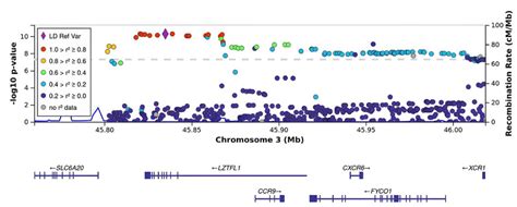 Regional Association Plot For The Locus On Chromosome 3 Chromosome