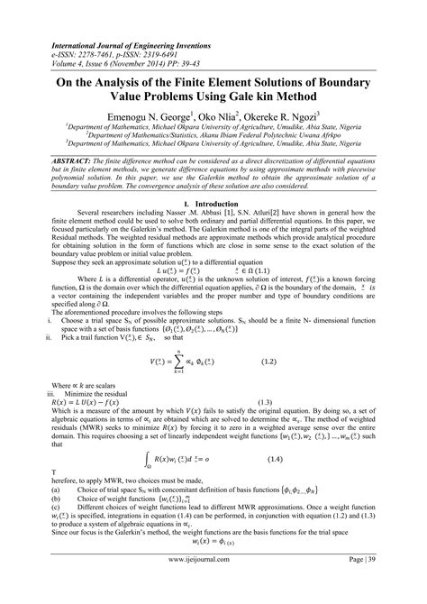 On The Analysis Of The Finite Element Solutions Of Boundary Value