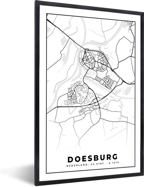 Fotolijst Incl Poster Kaart Doesburg Plattegrond Stadskaart