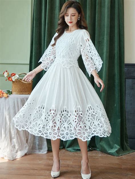 Gypsylady Elegant Chic Embroidery Maxi Dress Slik Cottom White Holiday