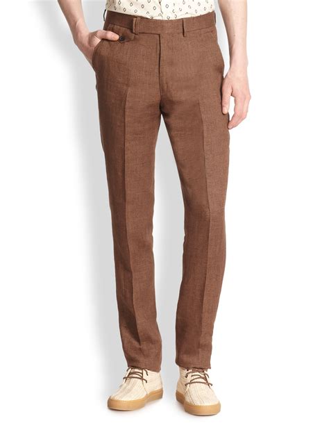 Billy Reid Dorsey Linen Pants In Brown For Men Lyst