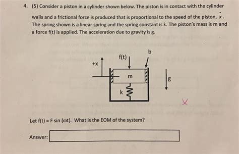 Solved (5) Consider a piston in a cylinder shown below. The | Chegg.com