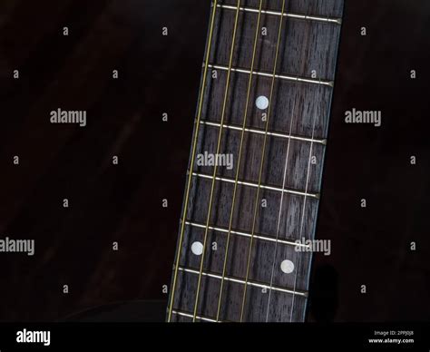 Detail Shots Of An Acoustic Guitar Fretboard Stock Photo Alamy