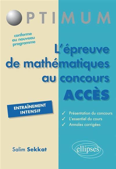 L épreuve de mathématiques au concours ACCES broché Salim Sekkat