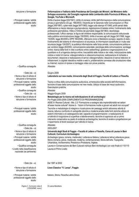 Cv Aggiornato Pdf