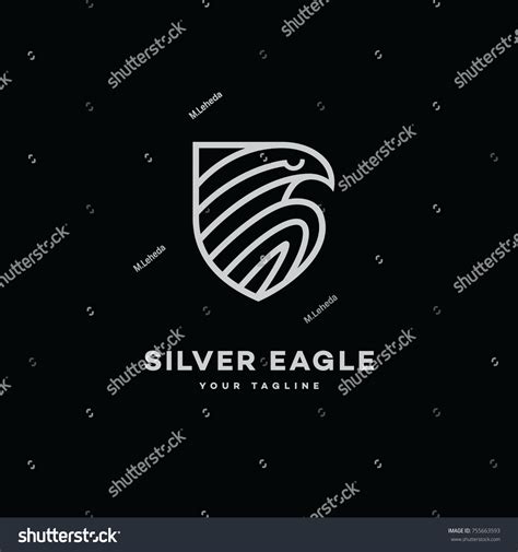 Silver Eagle Logo Template Design Outline Stock Vector (Royalty Free ...