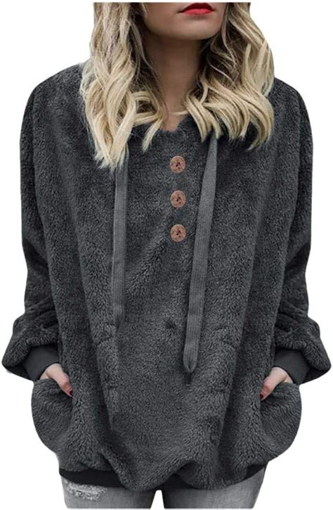 Frauen Baumwolle Teddyfleece Jacke Leichte Flauschjacke Herbst Winter