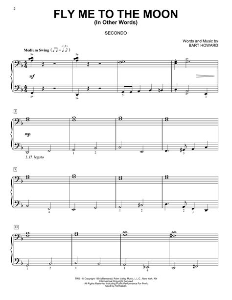 Fly Me To The Moon In Other Words By Bart Howard Sheet Music For Piano Duet At Sheet Music Direct