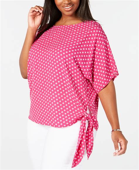 Michael Kors Plus Size Printed Tie Hem Top Macys