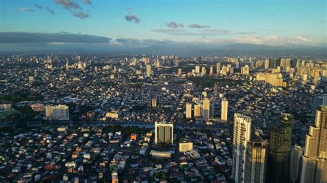 Makati District And Manila City Aerial Stock Footage Video Of