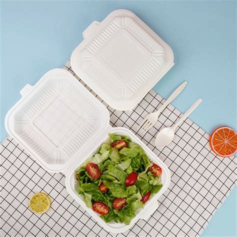 Microwaveable Biodegradable Corn Starch Clamshell Lunch Box Portable