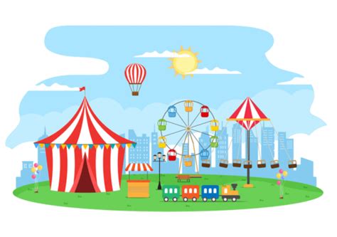 Flat Summer Fair Brochure With Trade Tents And Funfairs Vector Page