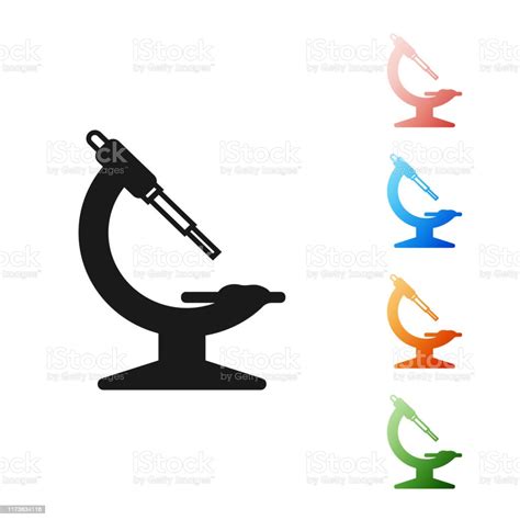 Black Microscope Icon Isolated On White Background Chemistry