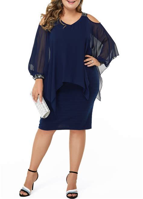 Cold Shoulder Sequin Embellished Plus Size Dress Plus Size Dresses