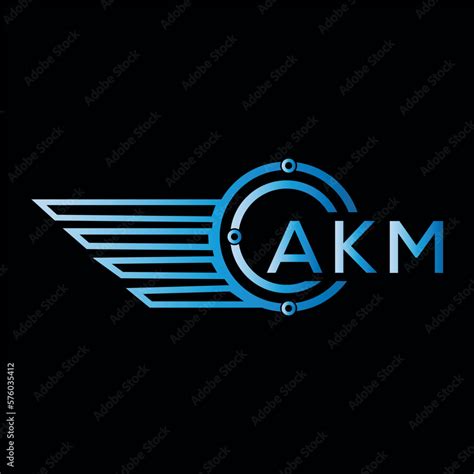 Akm Logo Letter Logo Akm Blue Image On Black Background Akm