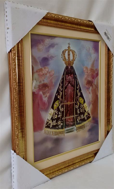 Quadro Nossa Senhora Aparecida Vidro 38x33cm Paspatur Dourad Mercado