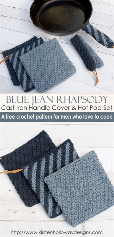 Crochet Cast Iron Handle Cover Double Thick Hot Pad Free Pattern