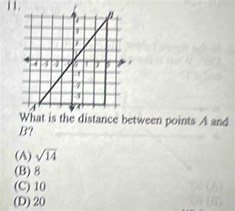 Solved What Is The Distance Between Points A And B A Sqrt14 B 8