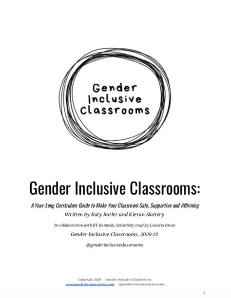 Gender Inclusive Classrooms Aug Dec Curriculum Guide 2020 2021