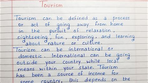 Write A Short Essay On Tourism Essay Writing English YouTube