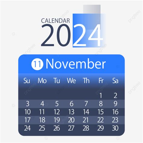 Calendário De 2024 Meses Novembro Simples Gradiente Azul PNG Dois Mil