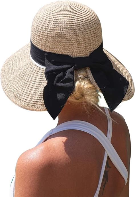 Comhats Womens Floppy Summer Sun Beach Straw Hat Upf Foldable Wide