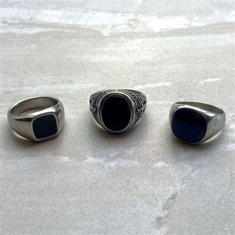 Black Onyx Signet Ring Signet Ring For Men Black Gem Stone Etsy