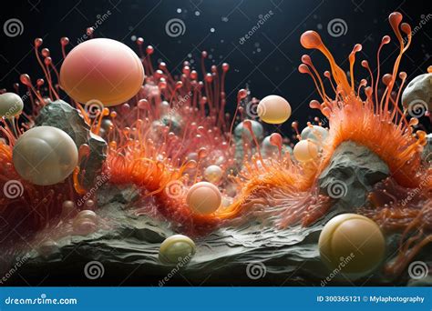 Micro Organism Under Microscope Bacteria Plankton Or Viruses