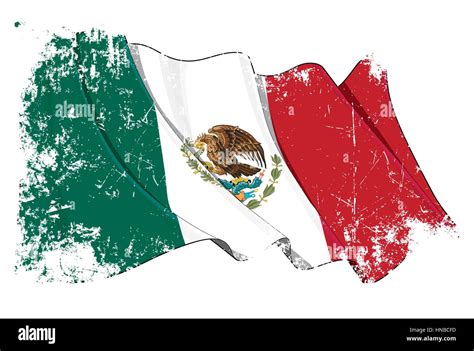 Grunge Vector Illustration Of A Waving Mexican Flag All Elements