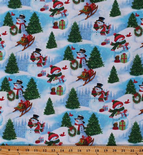 Cotton Snowmen Winter Holidays Christmas Snow Snowflakes Sleds Frosty