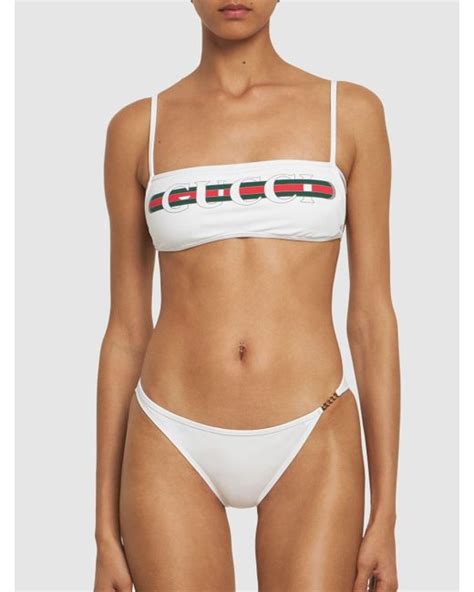 Gucci Sparkling Jersey Bikini Set In White Lyst