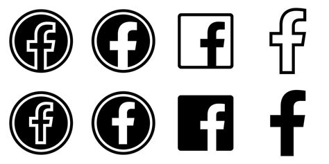 Facebook Logo Vector Set Collection Black Silhouette Shape Isolated F Icon For Web Page