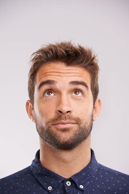 Premium Photo Thinking Looking Up And Man In Studio With Solution