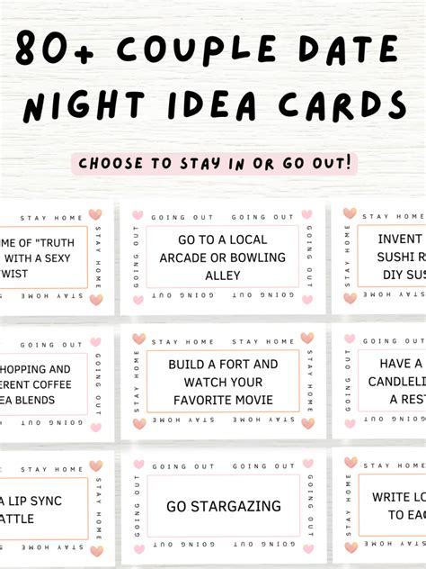 83 Couple Date Night Idea Cards Printable Date Ideas And Relationship Games Valentines Day T