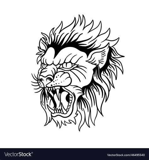 Hand Drawn Of Lion Head Outline Royalty Free Vector Image