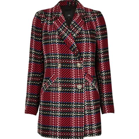 Red Check Tartan Double Breasted Jacket