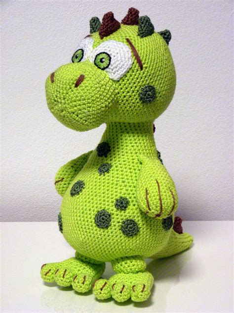 Crochet Pattern Dinosaur Lucky Amigurumi Pdf Cute Green Dino Etsy