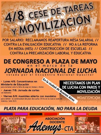 Jornada Nacional De Lucha Paros Y Movilizaci N Ademys