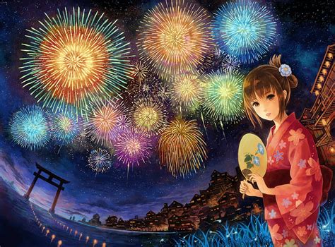 Fireworks Kimono Japanese Fireworks Hd Wallpaper Pxfuel