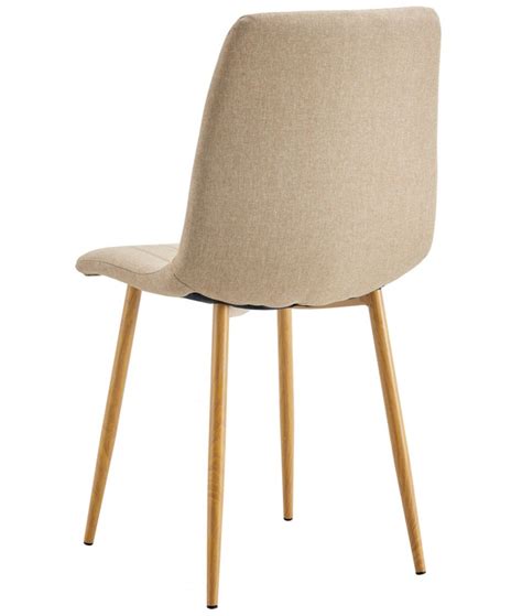 Lot de 4 chaises de salle à manger rembourrées en tissu coloris Beige