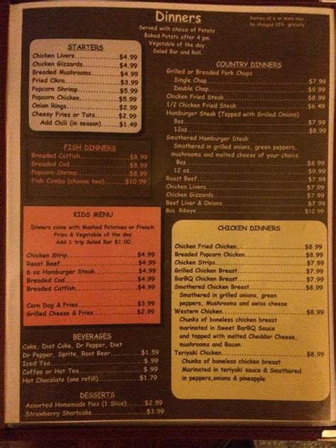 Menu At Country Kitchen Restaurant Ponca City