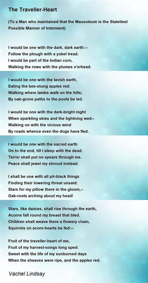 The Traveller-Heart Poem by Vachel Lindsay - Poem Hunter