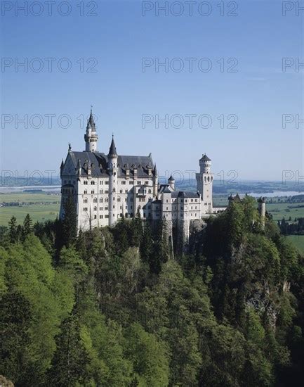 Fussen Bavaria Germany Neuschwanstein Castle Of King Ludwig On Rocky