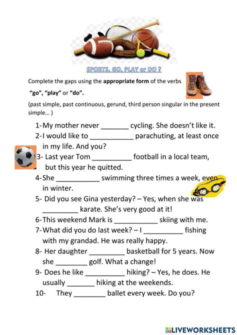 SPORTS With PLAY GO And DO Worksheet English Exercises Irregular