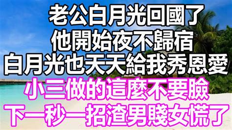 老公白月光回國了，他開始夜不歸宿，白月光也天天給我秀恩愛，小三做的這麼不要臉，下一秒一招渣男賤女慌了 溫情人生 深夜讀書 爽文 幸福人生 婚姻 情感故事 愛情 顧亞男 為人處世