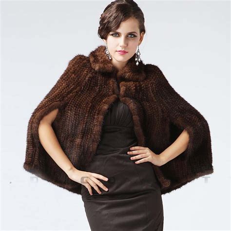 Women Genuine Knitted Mink Fur Cape Shawl Wrap Real Natural Furs Poncho